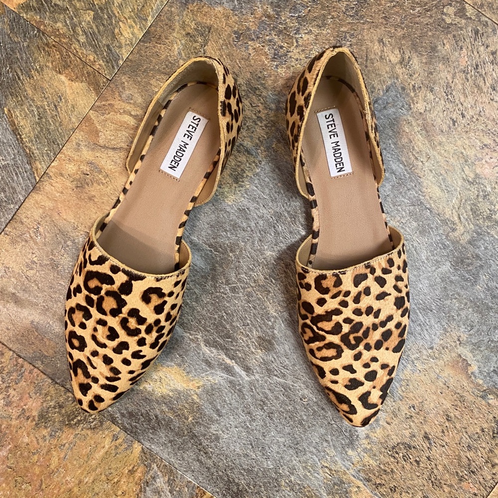 EUC! Steve Madden Leopard hair- on flats